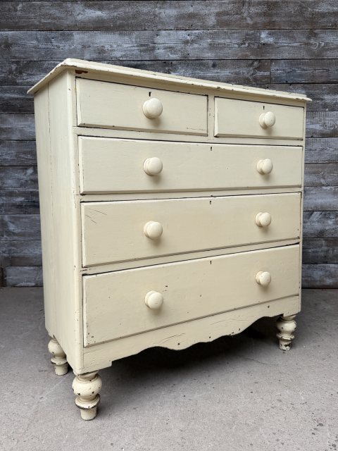 Antique 19th Century Painted Pine Chest Of Drawers
