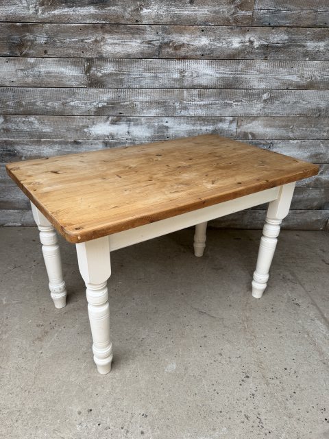 Vintage Farmhouse Pine Painted Dining Table