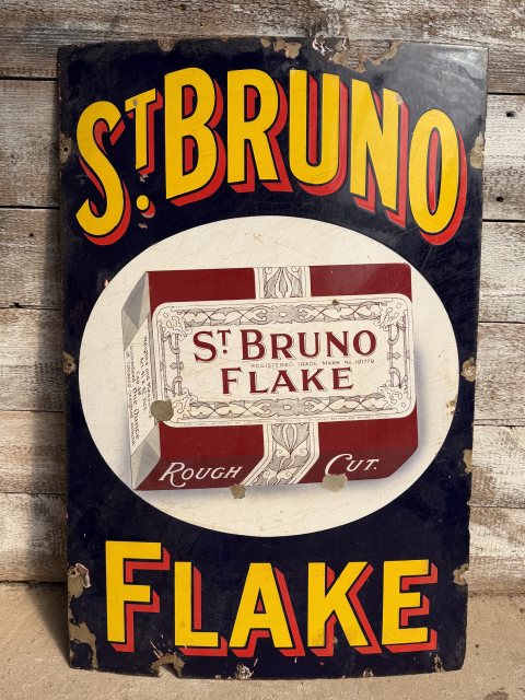 Antique St Bruno Flake Cigarettes Enamel Sign