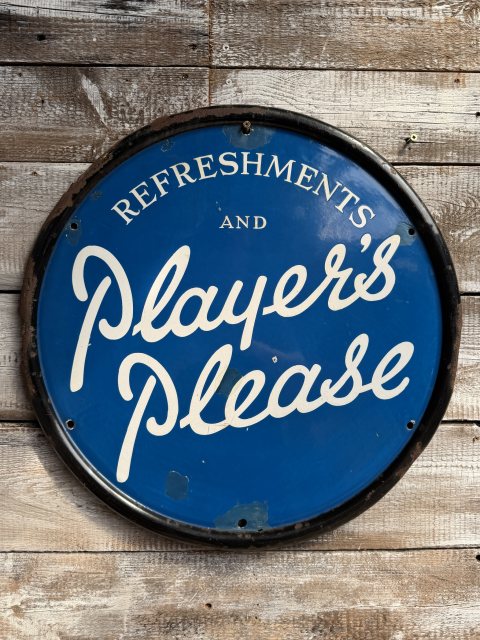 Antique Early 20th Century JPS "Player Please" Enamel Sign