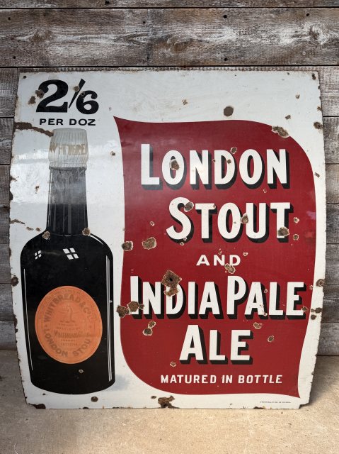 Antique Large London Stout Ale Enamel Sign