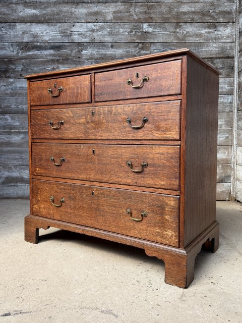 Antique George III English Oak Chest Of Drawers