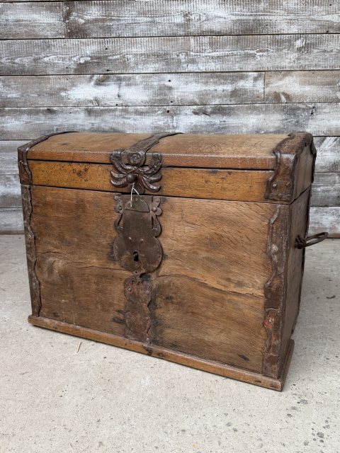 Unusual 18th Century Iron Banded Chest