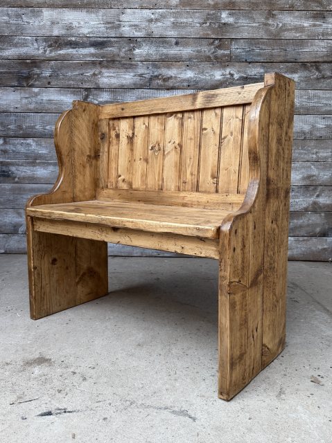 Vintage Waxed Pine Hall Settle