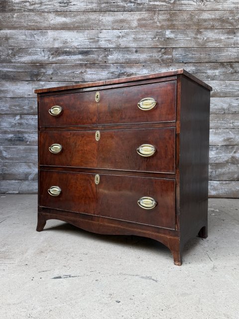 Regency Herring Bone Banded Mahogany Chest Of Drawers