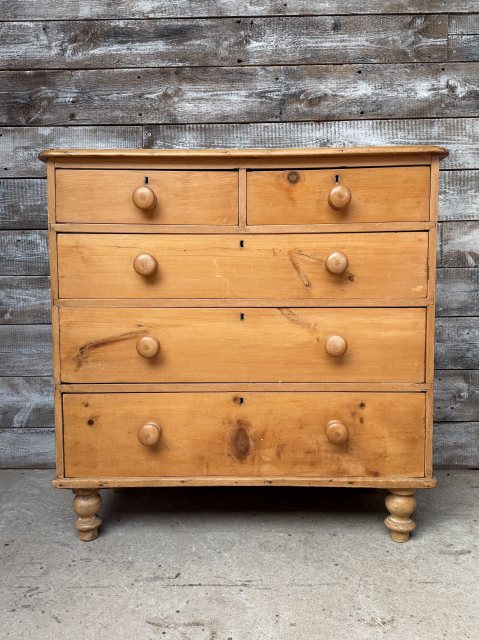 Antique Farmhouse Pine Chest Of Drawers
