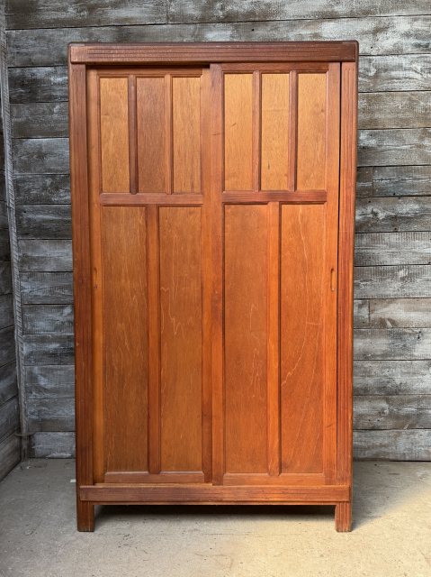 Vintage 1940's Mid Century Teak Veneer Wardrobe