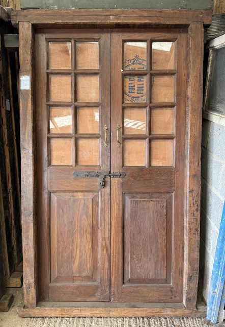 Beautiful Pair Of Half Glazed Teak Doors