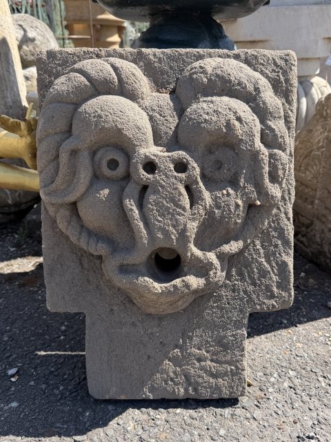Unusual Reclaimed Carved Stone Wall Fountain Spout