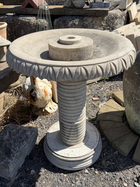 Reclaimed Carved White Marble Fountain Or Birdbath