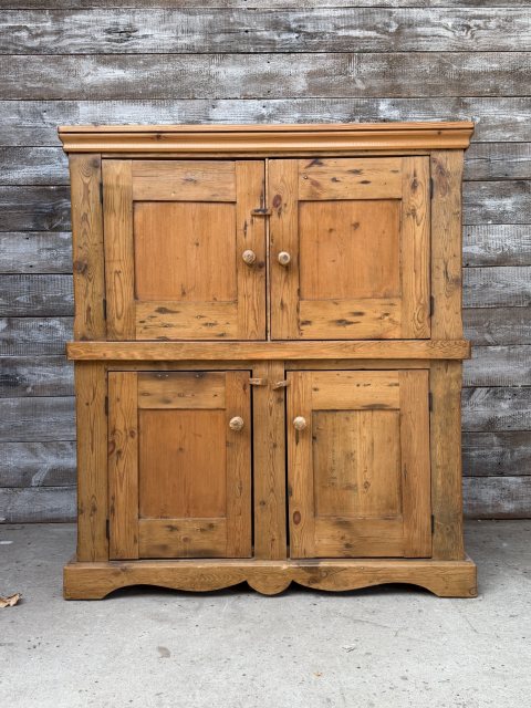 Vintage Waxed Pine School Cupboard