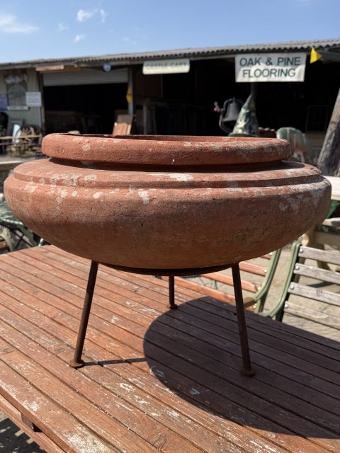 Reclaimed Terracotta Style Circular Planter On Stand