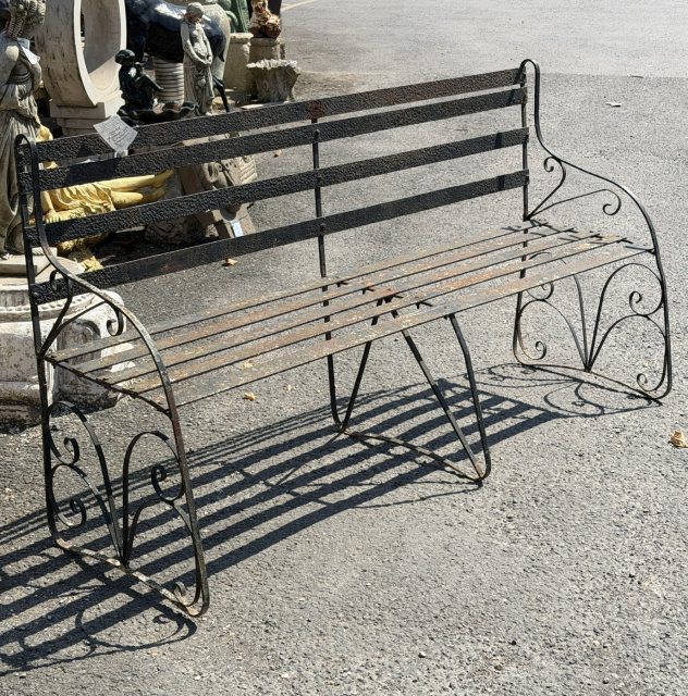 Antique Victorian Wrought Iron Garden Bench