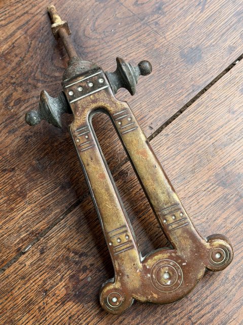 Antique Arts & Crafts Hammered Brass Door Knocker