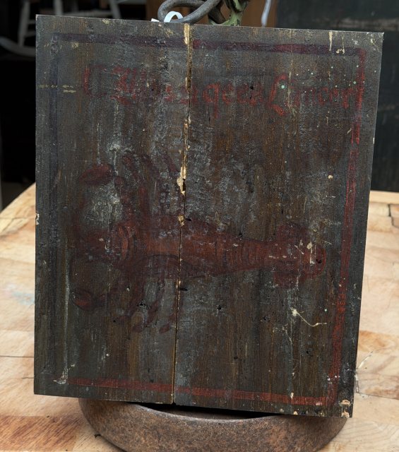 Antique English Folk Art Painted Zodiac Sign Cancer