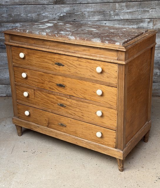 Antique 19th Century Marble Topped Chest Of Drawers