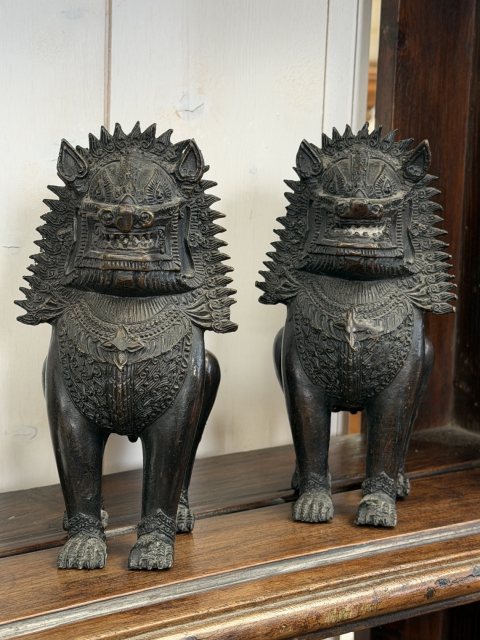 Fine Quality Vintage Thai Bronze Lions