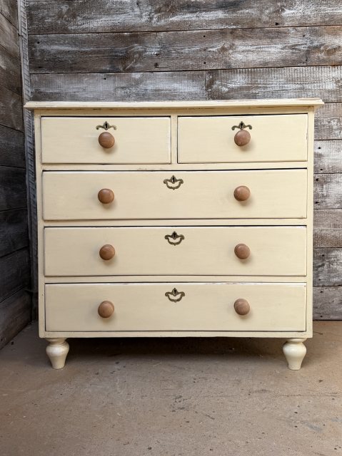 Rustic Painted Victorian Pine Chest Of Drawers
