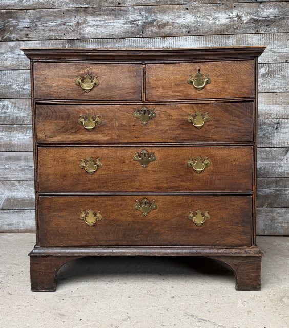 Wonderful 18thC English Oak Chest Of Drawers