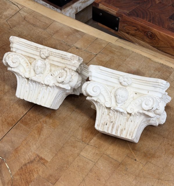 Small 18thC Finely Carved Marble Capitals