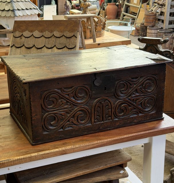 Antique George II Carved Oak Box