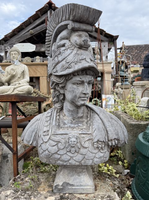 Hand Carved Natural Stone Bust Of A Greek