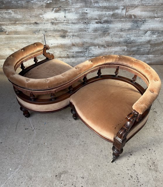 Antique Victorian Mahogany "Loveseat" Chair c1870