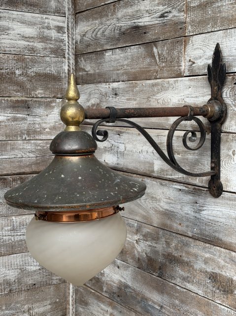 Reclaimed c1900 Exterior Copper Lamp On Bracket