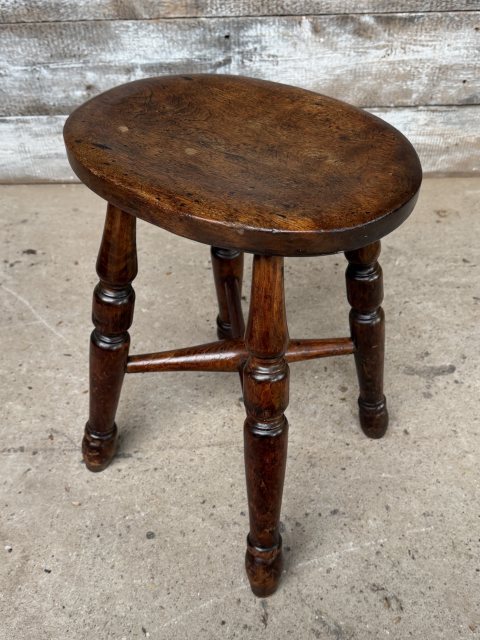 Antique 19thC Joined Elm Stool