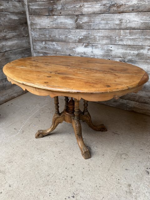 Antique Mid 19thC Pine Oval Dining Table
