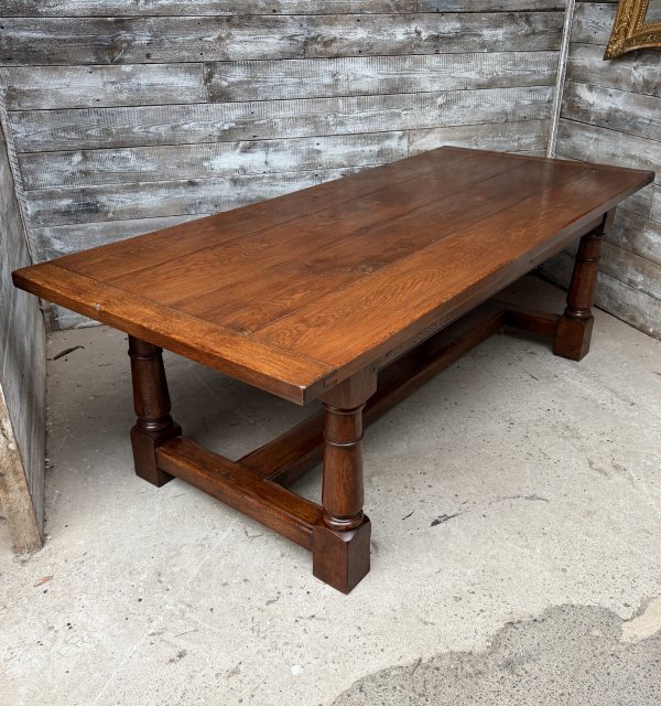 A Vintage Solid Oak Refectory Dining Table (2.3m x 1m)