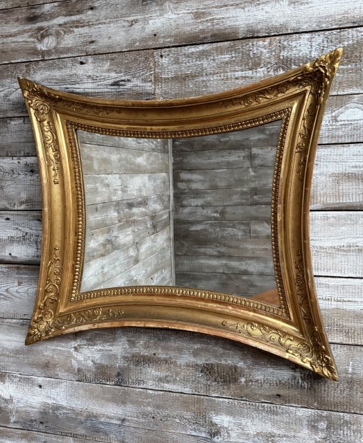 A Fabulous "Squashed" Gilded Wall Mirror c1900