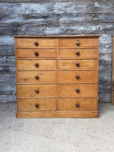 A Wonderful Victorian Pine Bank Of Drawers