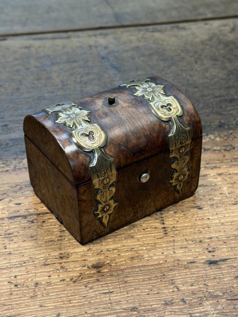 Antique Victorian Brass Banded Ring Box