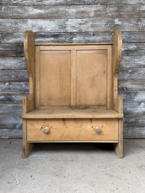 A Rustic Antique Country Made Pine Settle