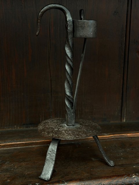 Antique 18th Century Sprung Iron Candle Holder