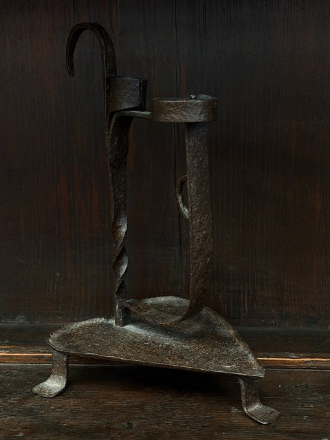 Antique 18th Century Sprung Iron Candle Holder