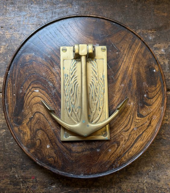 Mounted Antique Naval Brass Door Knocker