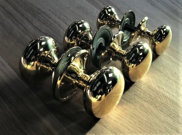 Wells Reclamation Brass Door Knobs (Victorian Style)