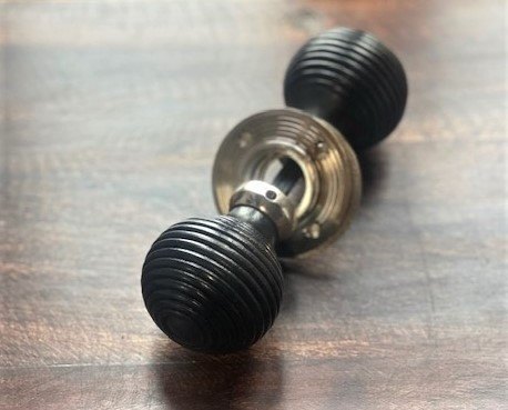 Wells Reclamation Ebonised Wooden Beehive Door Knobs (Nickel)