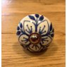 Wells Reclamation Round Ceramic Knobs (Blue & White Flower)