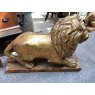 Wells Reclamation Carved Wooden Gold Painted Lion