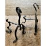 Wells Reclamation Unusual Pair of Wrought Iron Fire Dogs