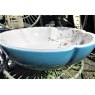Wells Reclamation Scalloped Edge Porcelain Sink (Blue & White)