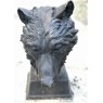 Wells Reclamation Cast Iron Wolf Head Bust Statue