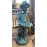 Wells Reclamation Boy Holding Clam Cast Iron Bird Bath