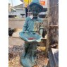 Wells Reclamation Boy Holding Clam Cast Iron Bird Bath