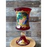 Wells Reclamation Hand Painted Ruby Murano Glass Goblet Vase