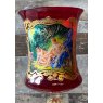 Wells Reclamation Hand Painted Ruby Murano Glass Goblet Vase