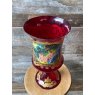 Hand Painted Ruby Murano Glass Goblet Vase